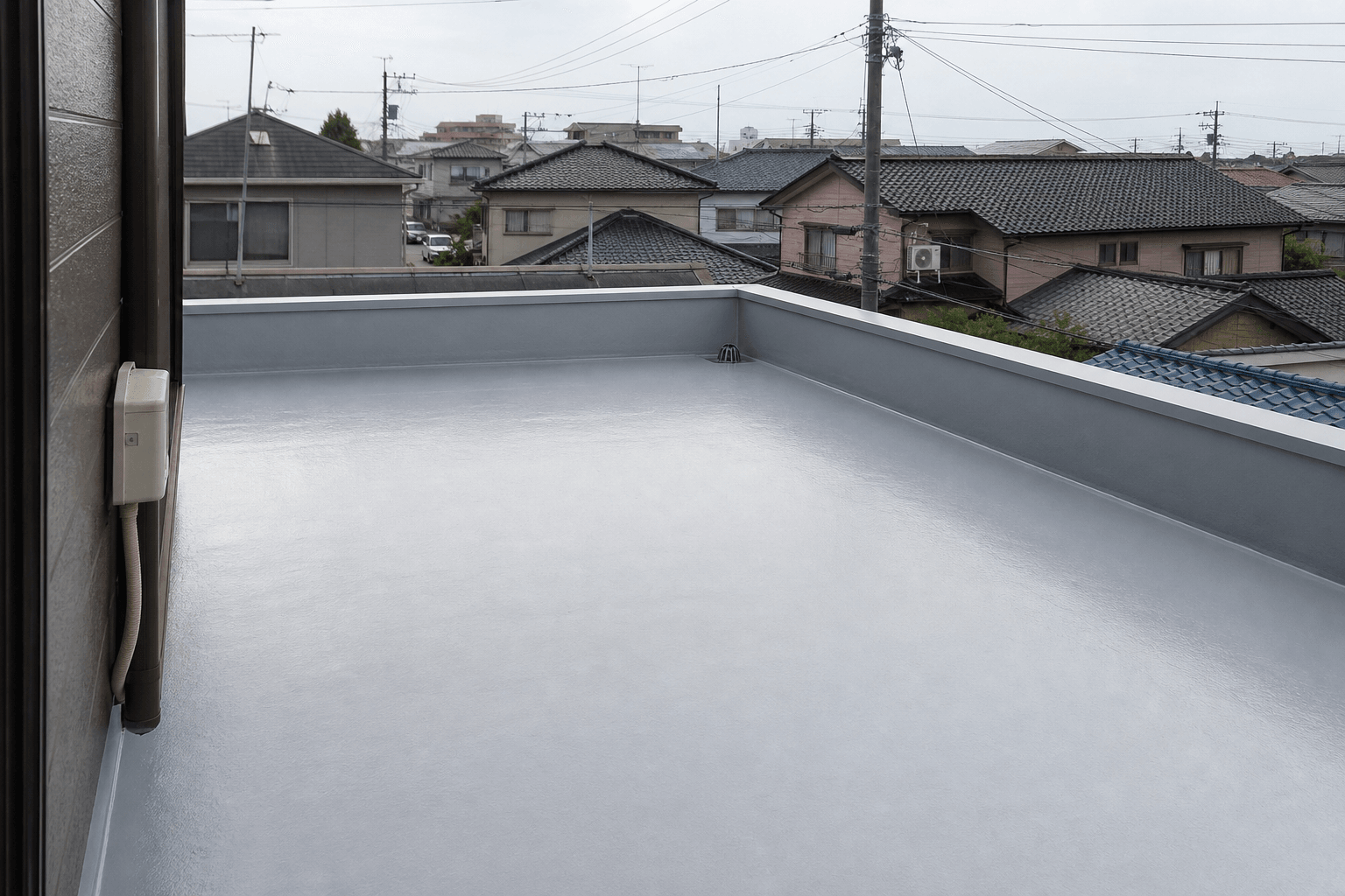 白山市の屋上防水施工後の防水層を更新した屋上
