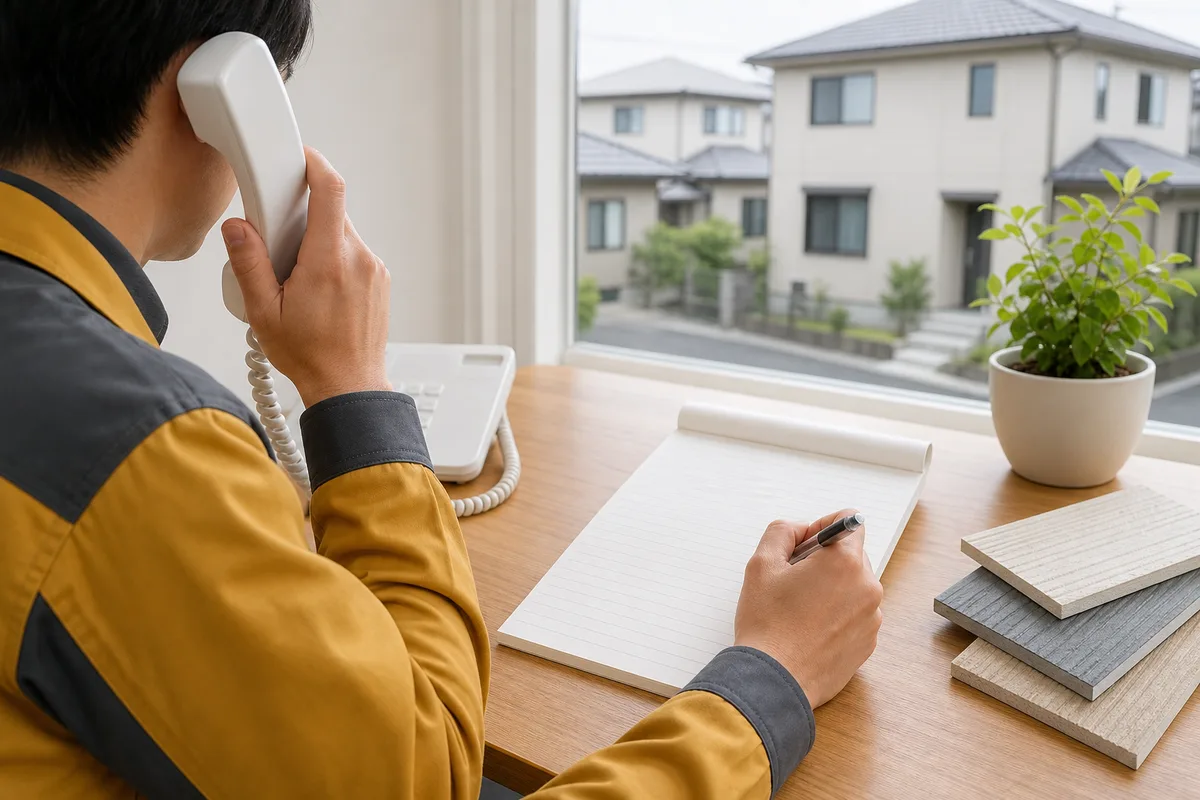 電話でのご相談内容をメモに取る外壁ラボのスタッフ