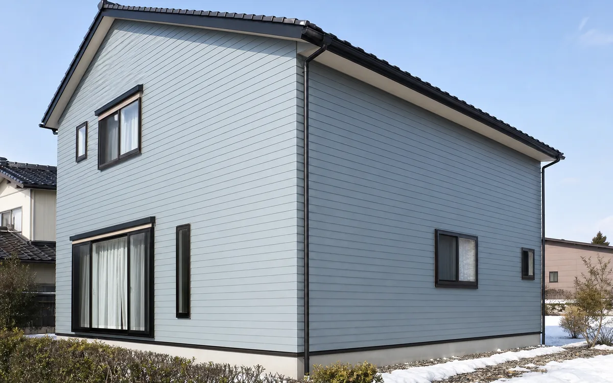 雪国の住宅に施工した樹脂サイディング